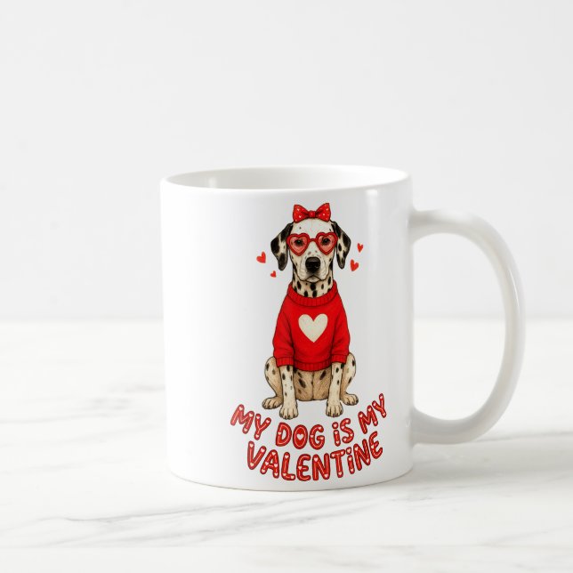 My Dog Is My Valentine Dalmatian Heart Gles Bow Do Kaffemugg (Höger)