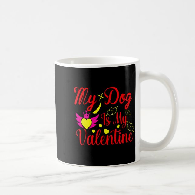 My Dog Is My Valentine Day Heart Love Dog Valenti  Kaffemugg (Höger)
