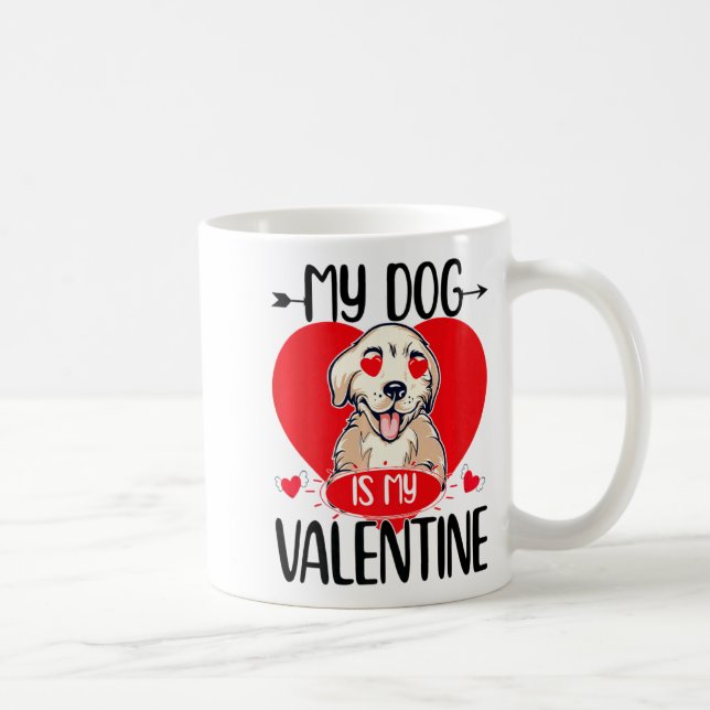 My Dog Is My Valentine Day Heart Love Dog Valentin Kaffemugg (Höger)