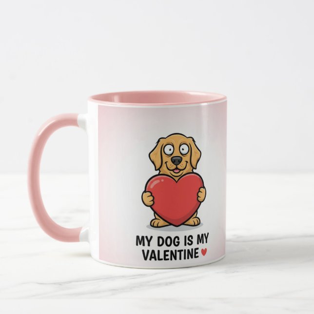 My Dog is My Valentine Funny Pet Lover Combo Mug Mugg (Vänster)