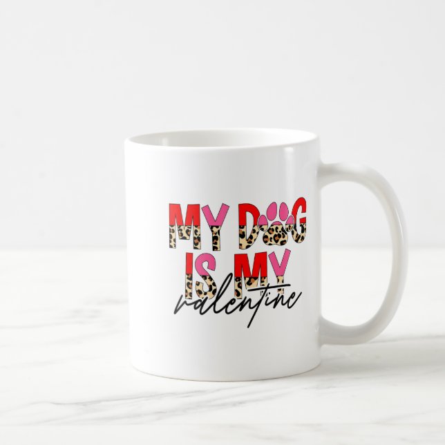 My Dog Is My Valentine Paw Heart Pet Owner Leopard Kaffemugg (Höger)