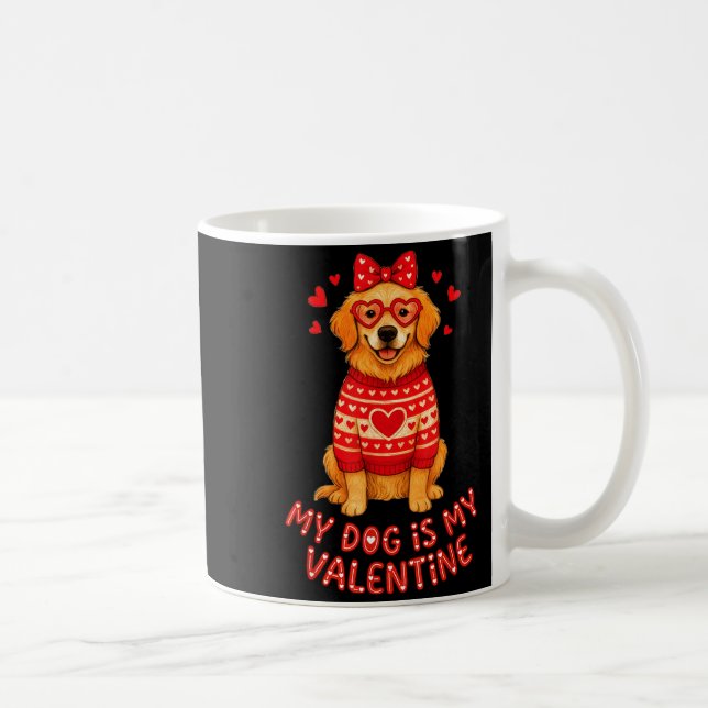My Dog Is My Valentine Retriever Heart Gles Dog Mo Kaffemugg (Höger)