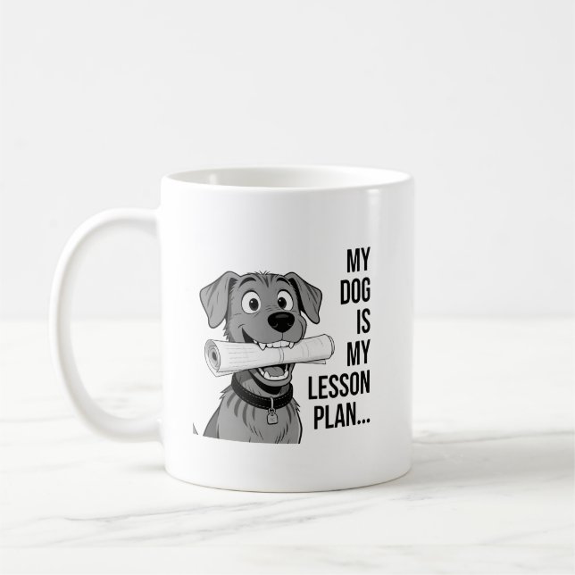 My Dog Lesson Plan T-Shirt Design Kaffemugg (Vänster)