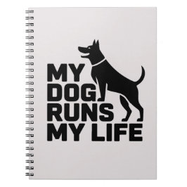 My Dog Runs My Life Minimal Dog Quote Art Anteckningsbok