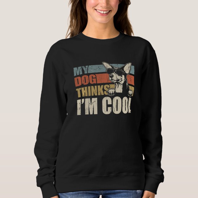 My Dog Thinks I'm Cool Toy Fox Terrier  Retro Dad  T Shirt (Framsida)