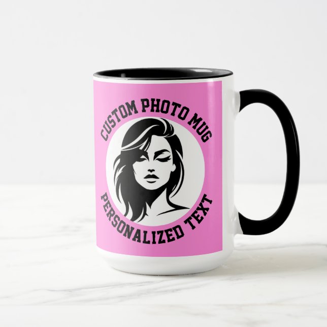My Face on a CARNATION PINK Large Custom Combo Mug Mugg (Höger)