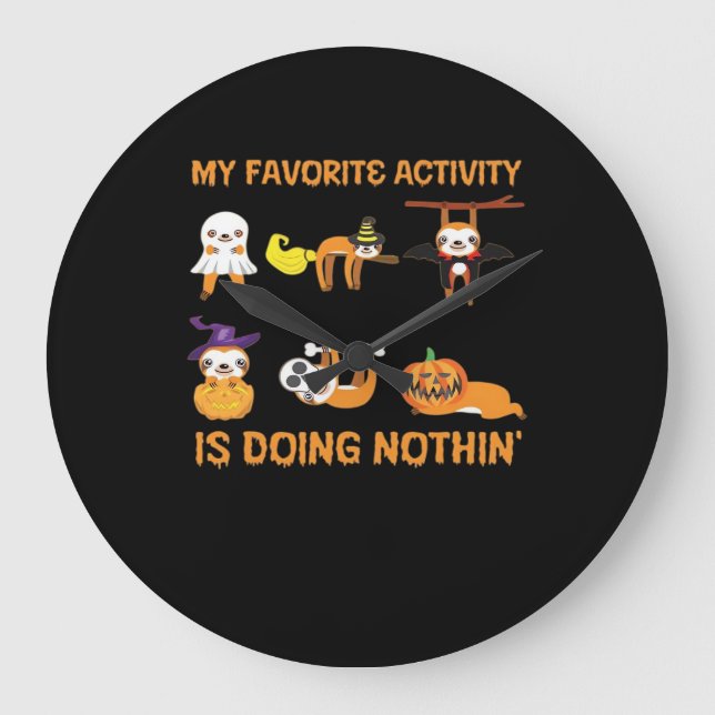 My Favorite Activity Is Doing Nothin' Retro Sloth  Stor Klocka (Framsida)