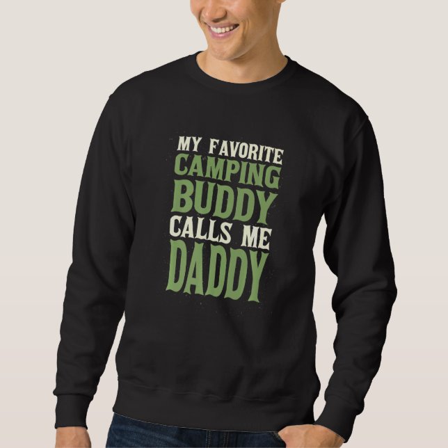 My Favorite Buddy Camping pappa Camper Pappa Hobby Lång Ärmad Tröja (Framsida)