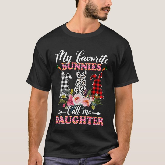 My Favorite Bunnies Call Me Daughter Easter Leopar T Shirt (Framsida)