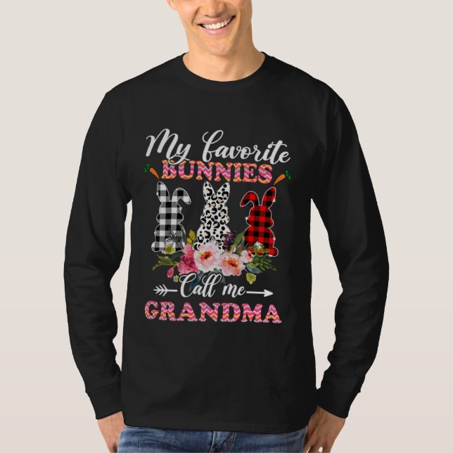 My Favorite Bunnies Call Me Grandma Easter Leopard T Shirt (Framsida)