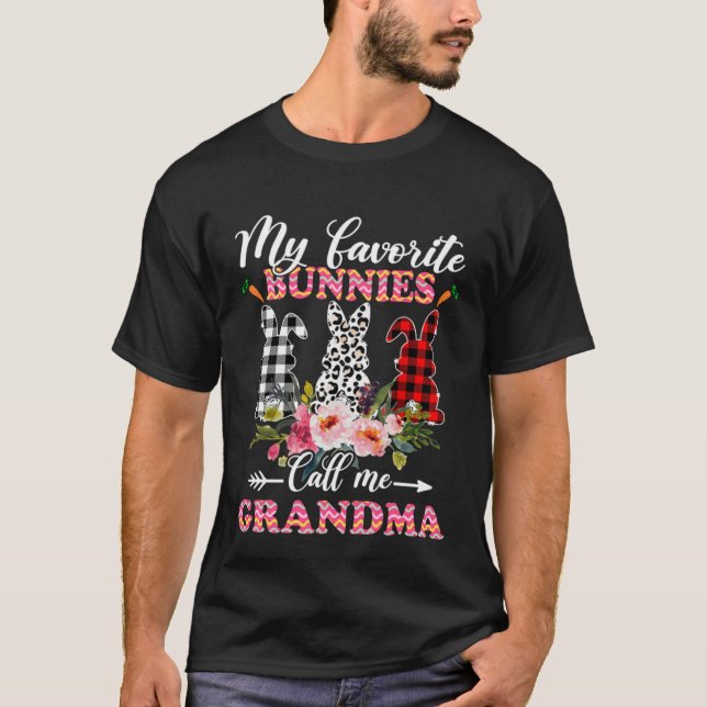 My Favorite Bunnies Call Me Grandma Easter Leopard T Shirt (Framsida)