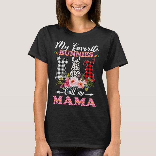 My Favorite Bunnies Call Me Mama Easter Leopard T Shirt (Framsida)