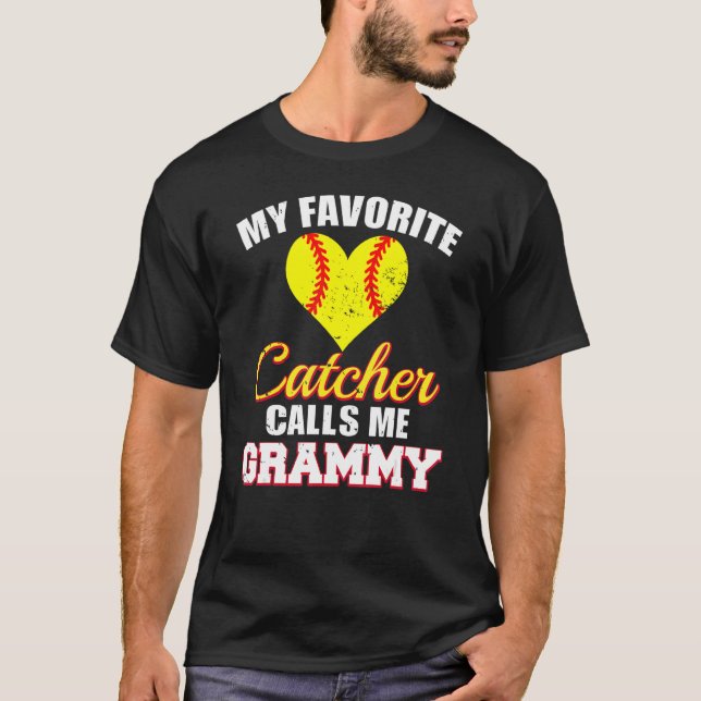 My Favorite Catcher Calls Me Grammy Catcher Softba T Shirt (Framsida)