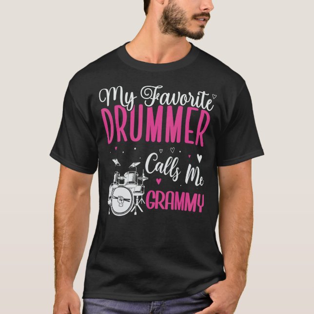 My Favorite Drummer calls me Grandma Cute 1 T Shirt (Framsida)