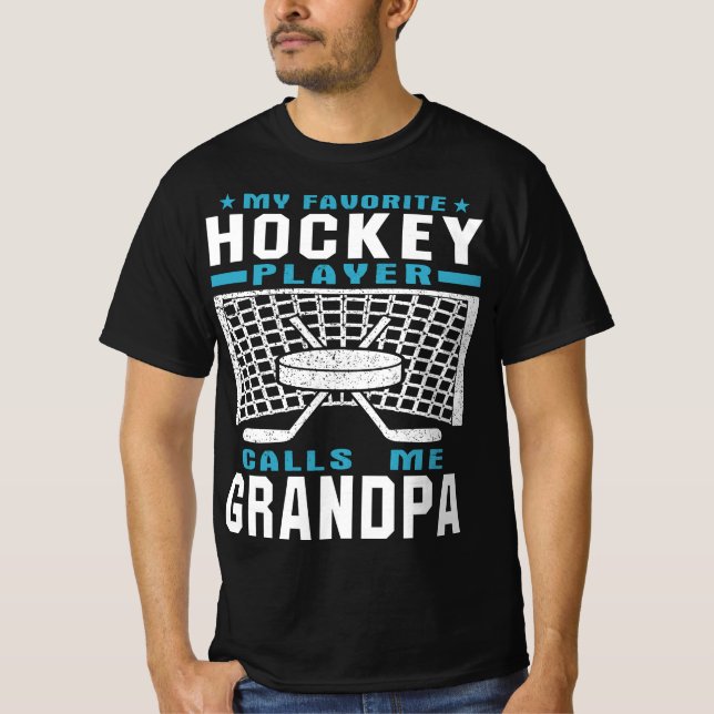 My Favorite Hockey Player Grandpa Grandparent Text T Shirt (Framsida)