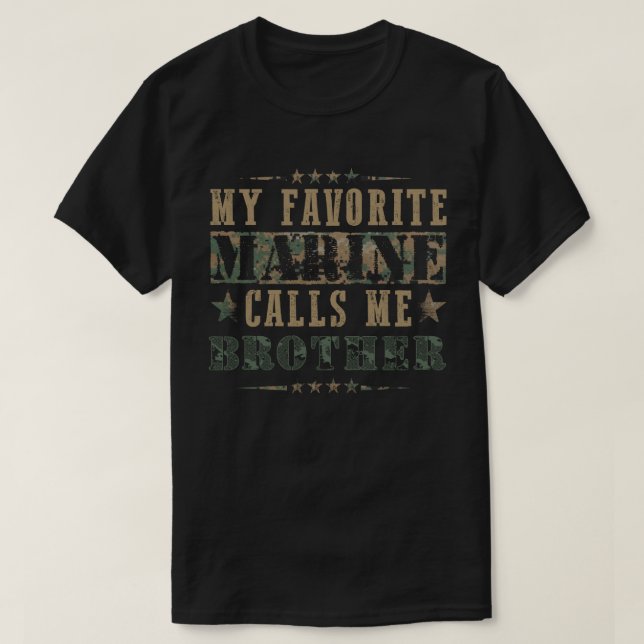 My Favorite Marine Calls Me Brother American Flag  T Shirt (Design framsida)
