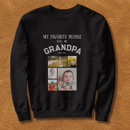 My Favorite People Call Me Grandpa Photo Grid Lång Ärmad Tröja