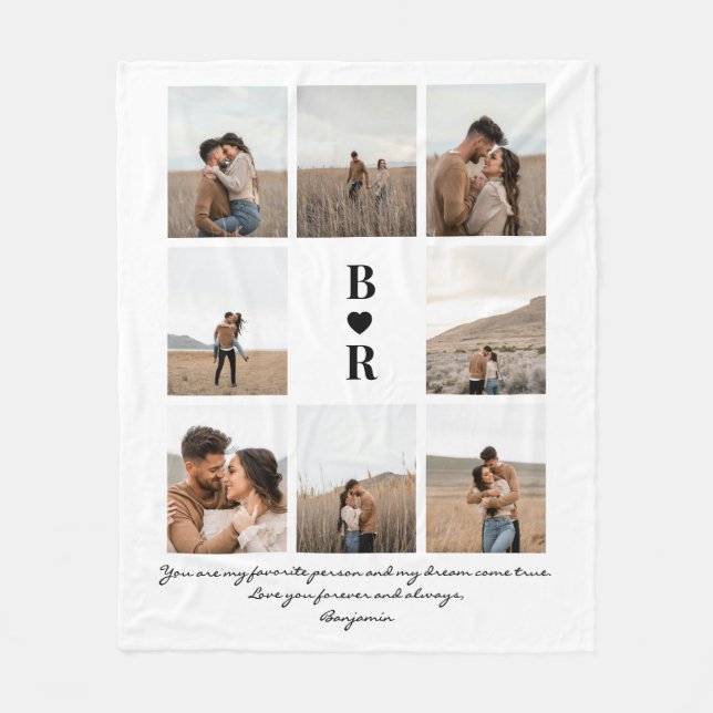 My Favorite Person Modern Script 8 Photo Monogram Fleecefilt (Framsidan)