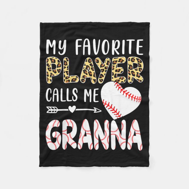 My Favorite Player Calls Me Gr Baseball Leopard  Fleecefilt (Framsidan)