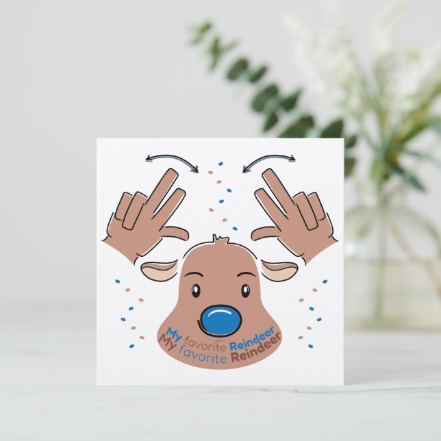 My favorite Reindeer in Sign Language Inbjudningar (Stående Fram)