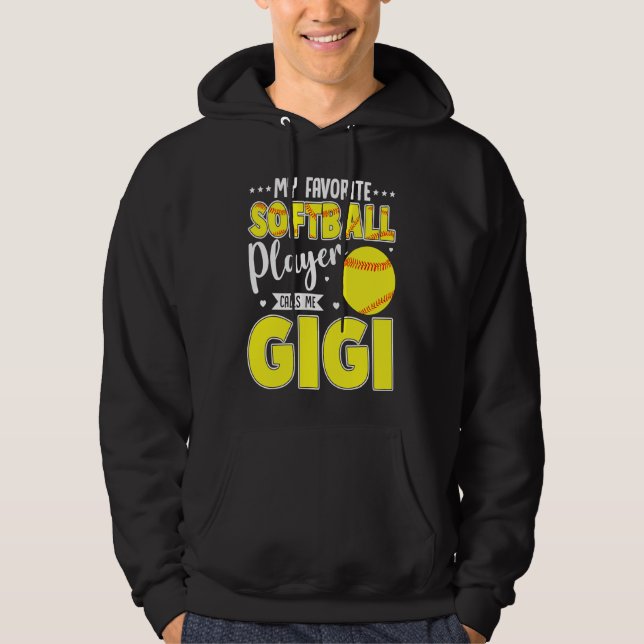 My Favorite Softball Player Calls Me Gigi Matching Hoodie (Framsida)