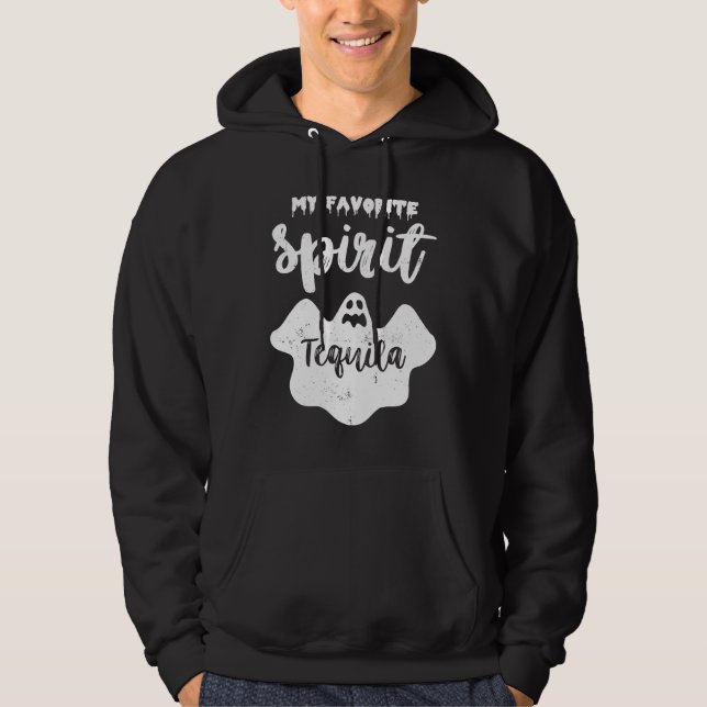 My Favorite Spirit Tequila  Ghost Booze Halloween Hoodie (Framsida)