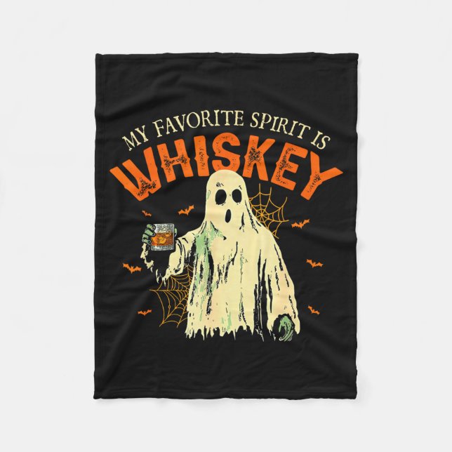 My Favorite Srit Is Whiskey Funny Ghost Halloween  Fleecefilt (Framsidan)