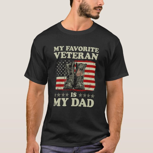 My Favorite Veteran Is My Dad American Flag Vetera T Shirt (Framsida)