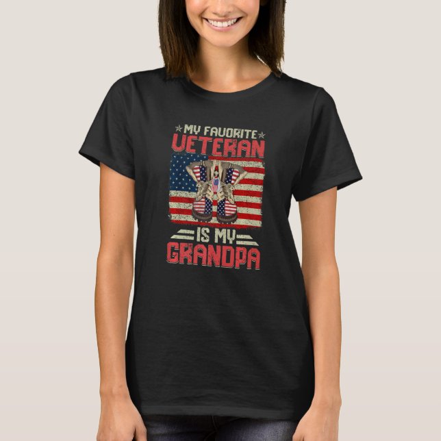 My Favorite Veteran Is My Grandpa Combat Boots Ame T Shirt (Framsida)