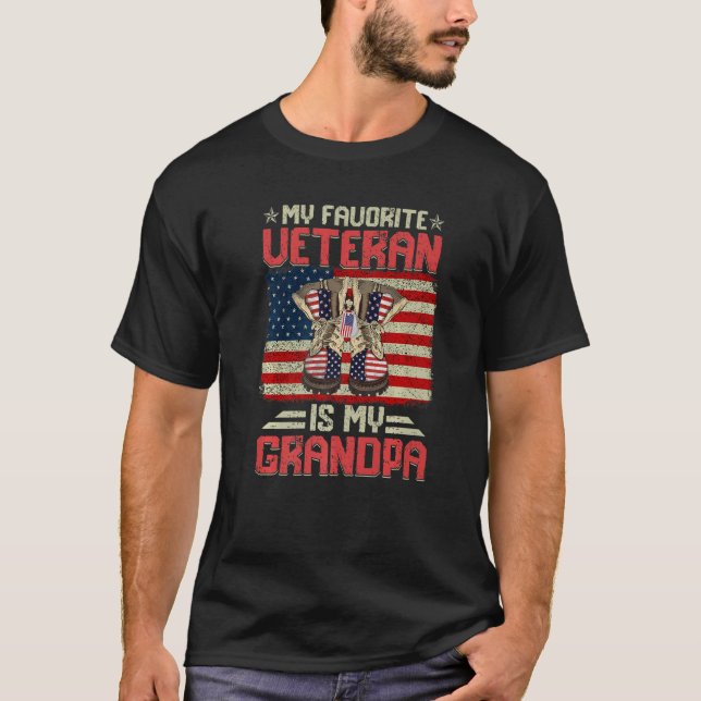 My Favorite Veteran Is My Grandpa Combat Boots Ame T Shirt (Framsida)