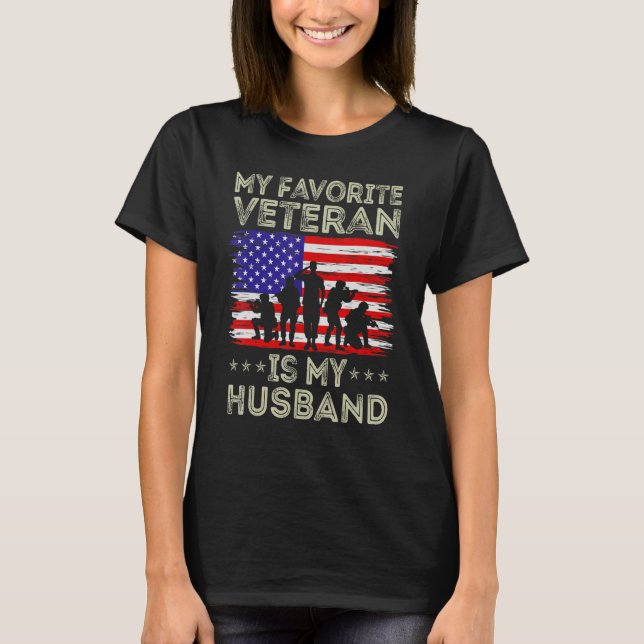 My Favorite Veteran Is My Husband American Flag Ve T Shirt (Framsida)