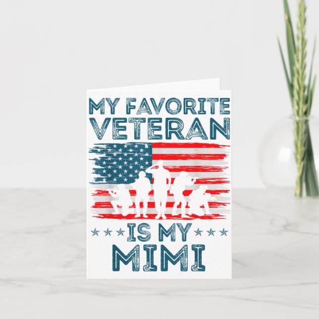 My Favorite Veteran Is My Mimi American Flag Veter Kort (Framsida)