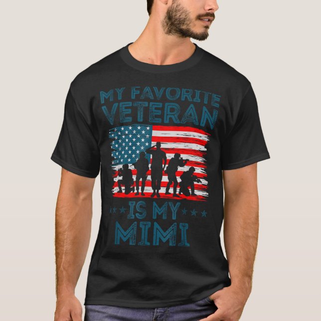 My Favorite Veteran Is My Mimi American Flag Veter T Shirt (Framsida)