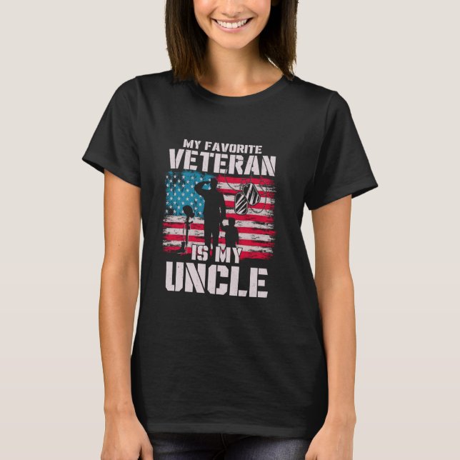 My Favorite Veteran Is My Uncle American Flag Fath T Shirt (Framsida)