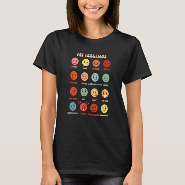 My Feeling Happy Face Emotions Groovy For Man Woma T Shirt (Framsida)