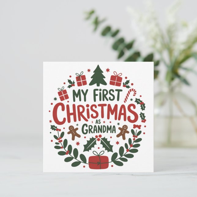 My First Christmas As Grandma Family Matching  Julkort (Stående Fram)