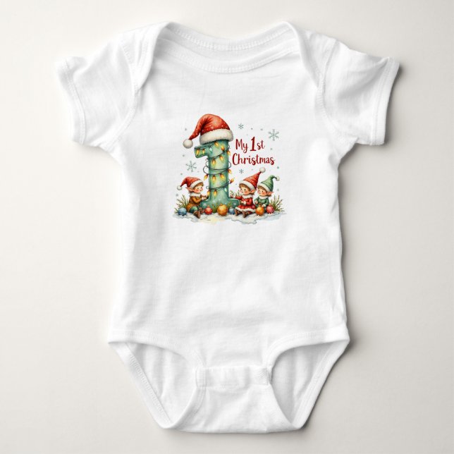 My First Christmas Baby Bodysuit T Shirt (Framsida)