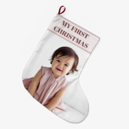 My First Christmas Baby Photo Stocking Stor Julstrumpa