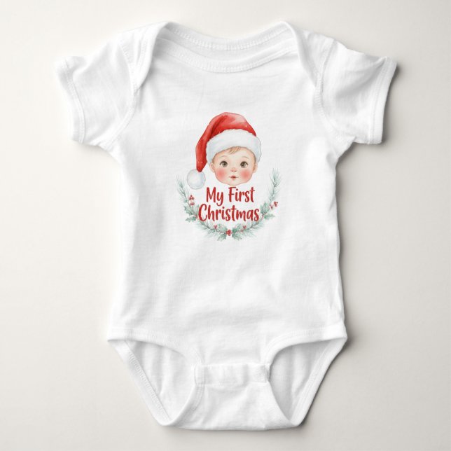 My First Christmas Baby Pine Holiday T Shirt (Framsida)
