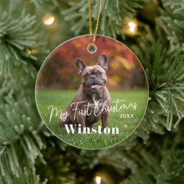 My First Christmas Custom Pet Name Photo Julgransprydnad Keramik