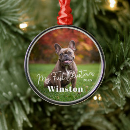 My First Christmas Custom Pet Name Photo Julgransprydnad Metall