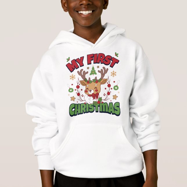 My First Christmas Cute Reindeer Baby 1st Xmas  T Shirt (Framsida)