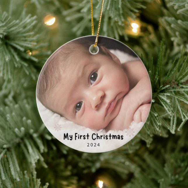 My First Christmas – Personalized Baby Photo  Julgransprydnad Keramik (Träd)