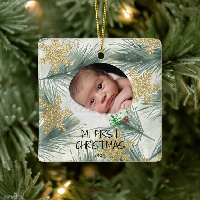 My First Christmas – Personalized Baby Photo Julgransprydnad Keramik (Träd)