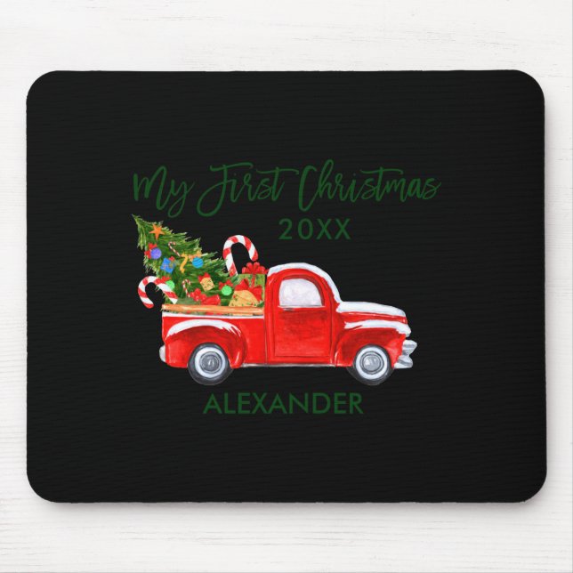 My First Christmas Red Truck Candy Canes Gray Baby Musmatta (Framsidan)
