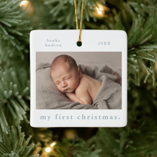 My First Christmas Simple Baby Photo Julgransprydnad Keramik (Träd)