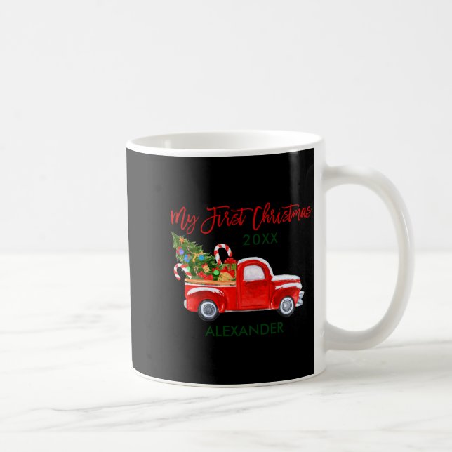 My First Christmas Truck Candy Canes Green Red Bab Kaffemugg (Höger)