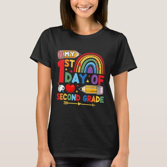 My First Day Of 2nd Grade Second Grade Rainbow  T Shirt (Framsida)