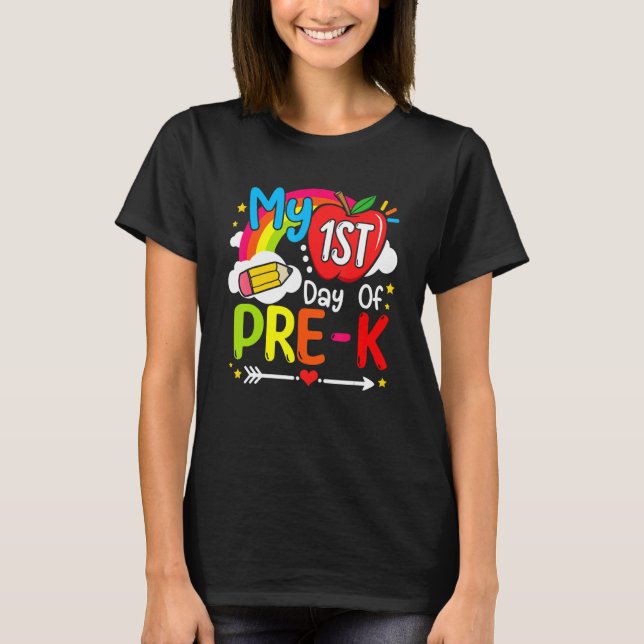 My First Day Of Pre K  Back To School Girls Boys K T Shirt (Framsida)