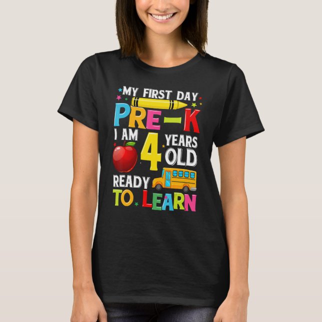 My First Day Of Pre K  Back To School Girls Boys K T Shirt (Framsida)
